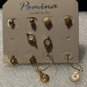 Pomina Gold tone Earring Set